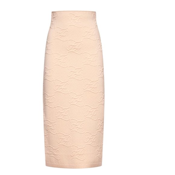 Fendi FF Karligraphy High Waisted Skirt Retail 1700 FF Zucca - Picture 1 of 9